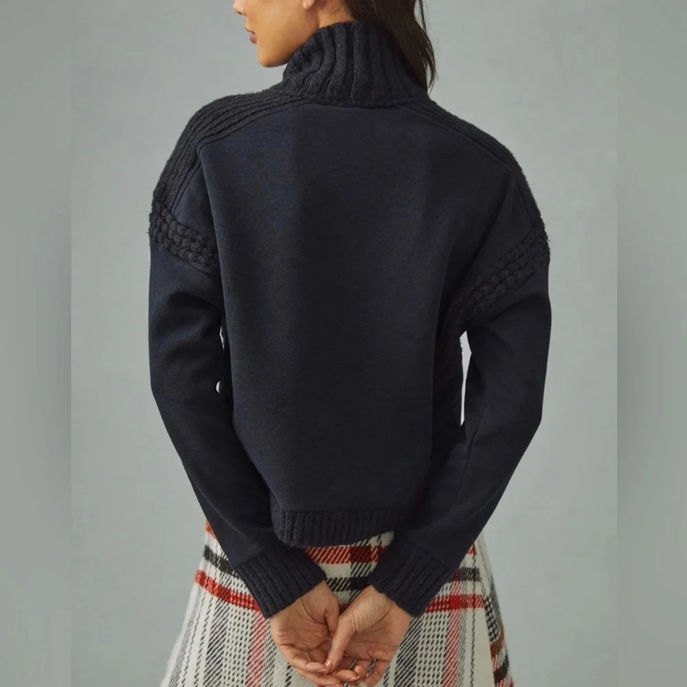 Anthropologie Daily Practice Black Cable-Knit Sweater XL NWT - Picture 2 of 11